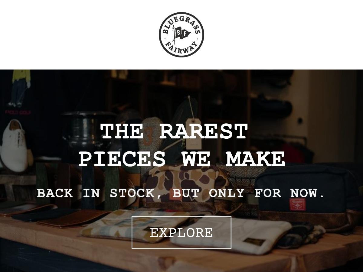 Single Barrel one-of-one drop email for Bluegrass Fairway