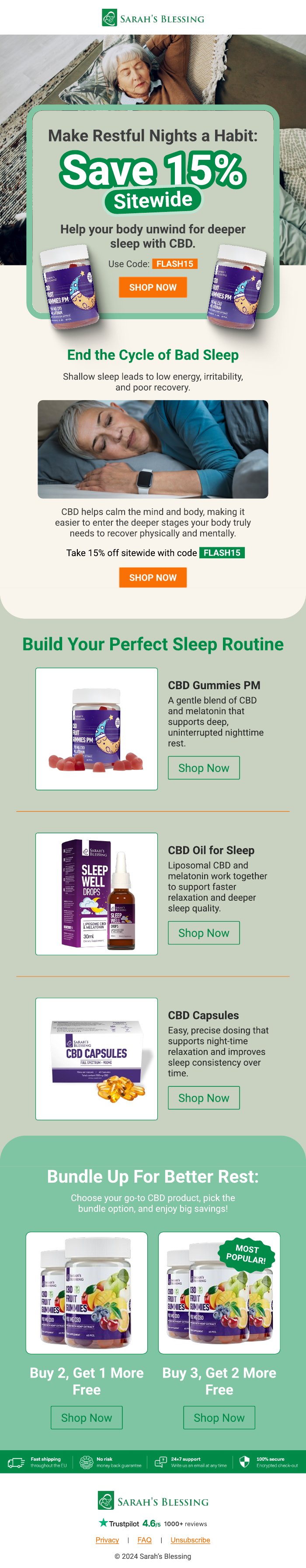Sarah's Blessing Q4 email: Make Restful Nights a Habit